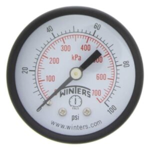 2" PEM Dual Scale Economy Pressure Gauge (0-100 PSI) 1/4" Back
