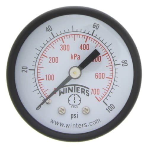 2" PEM Dual Scale Economy Pressure Gauge (0-100 PSI) 1/4" Back