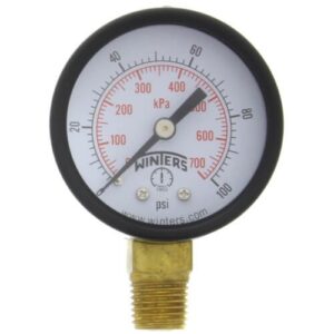 2" PEM Dual Scale Economy Pressure Gauge (0-100 PSI) 1/4" Bottom