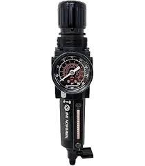Norgren Excelon Combo Filter/Regulator, 1/4" NPT, Knob Adjust, Auto Drain, Long Metal Bowl, 40-Micron, Relieving, 5-150psi, with Gauge
